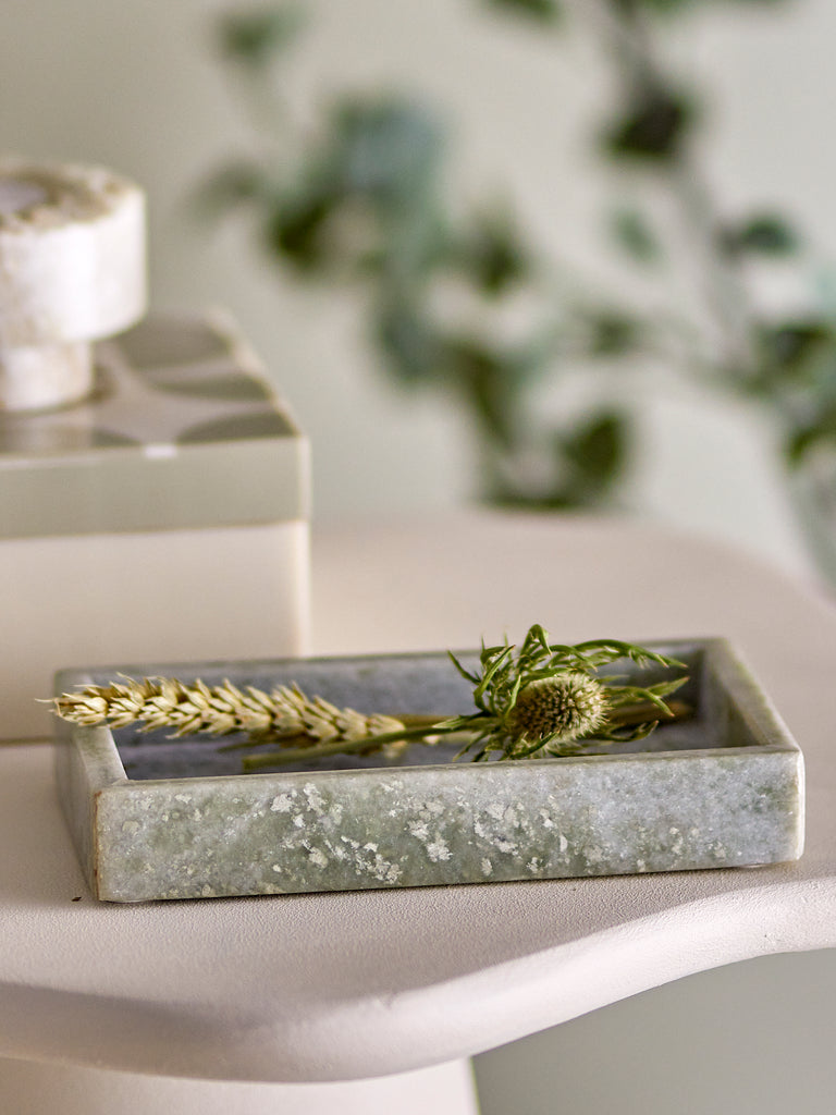 Majsa Tray, Green, Marble