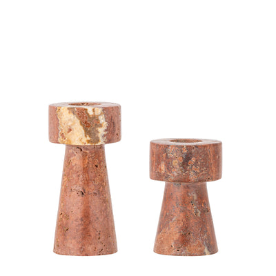 Anneli Candle Holder, Rose, Travertine