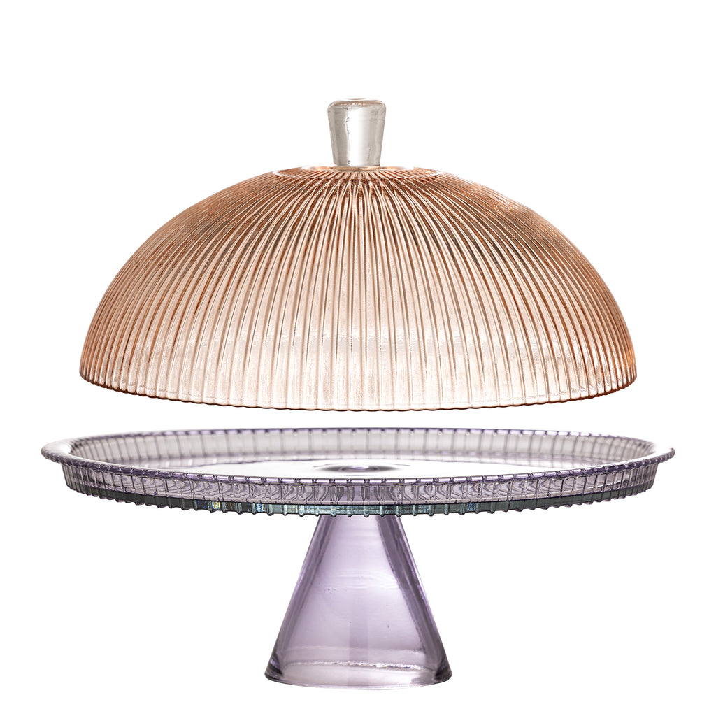 Tayo Cake Tray w/Dome, Multi, Glass