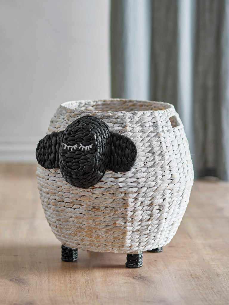 Dolly Basket, White, Water Hyacinth