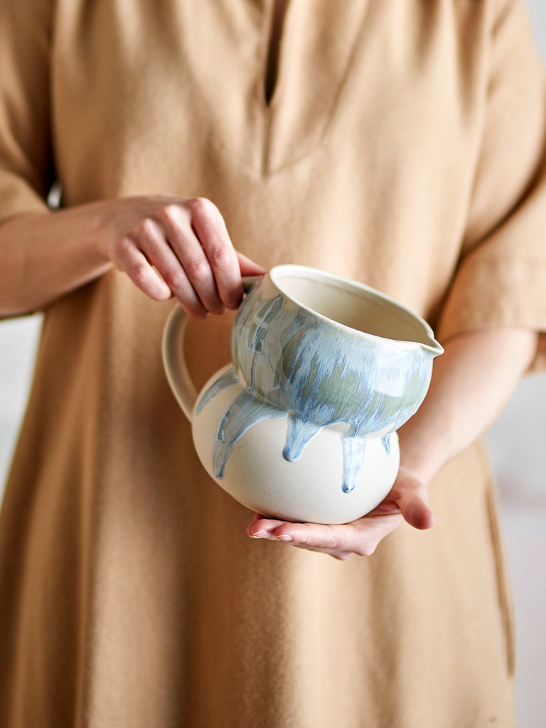 Luna Milk Jug, Blue, Stoneware