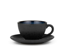 Laden Sie das Bild in den Galerie-Viewer, Cup and saucer Dia. 10 x 6 cm 24 cl black/dark blue