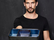 Load image into Gallery viewer, Dish rectangle 19 x 14 x 6 cm black/dark blue