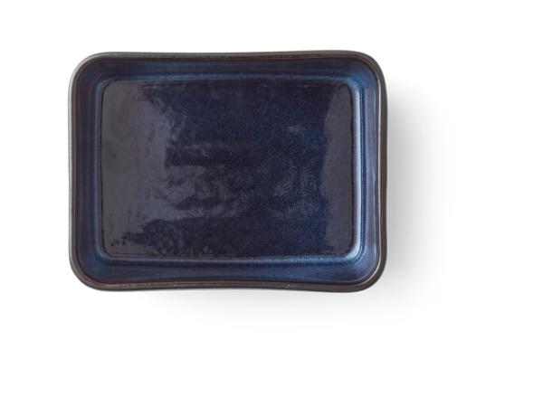 Dish rectangular 3 parts black/dark blue