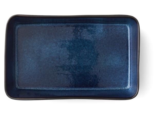 Dish rectangular 3 parts black/dark blue