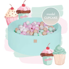 Load image into Gallery viewer, Baby Foam Round Ball Pit 90x30cm with 250 Balls 7cm Certified, Cotton, Mint, Model Cupcake