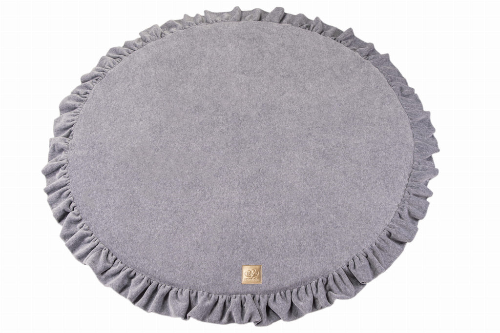 Baby Round 100cm Foam Play Mat with Frill Certified, Velvet, Light Gray