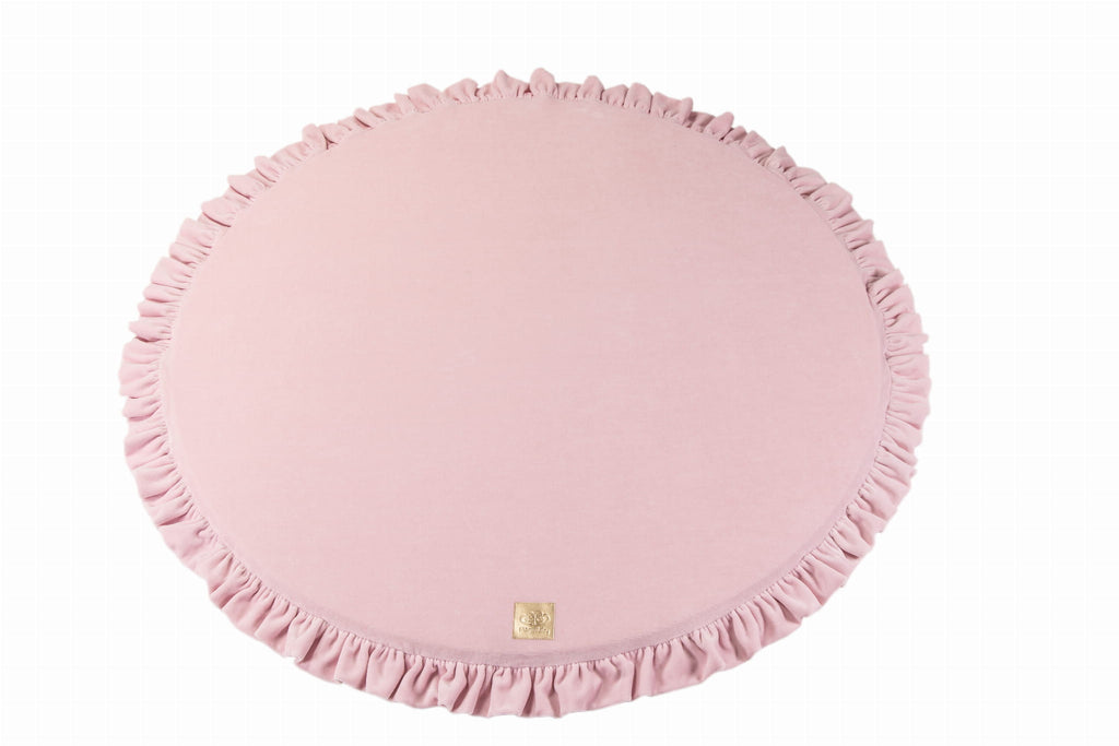 Baby Round 100cm Foam Play Mat with Frill Certified, Velvet, Light Pink