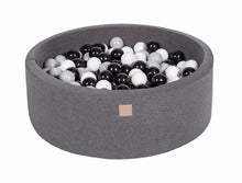 Carica l&#39;immagine nel visualizzatore di Gallery, Baby Foam Round Ball Pit 90x30cm with 200 Balls 7cm Certified, Cotton, Dark Gray: Black/Gray/White