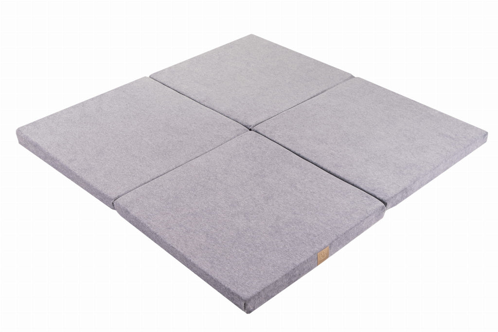 Baby Square 120x120cm Foam Foldable Play Mat Certified, Velvet, Light Gray