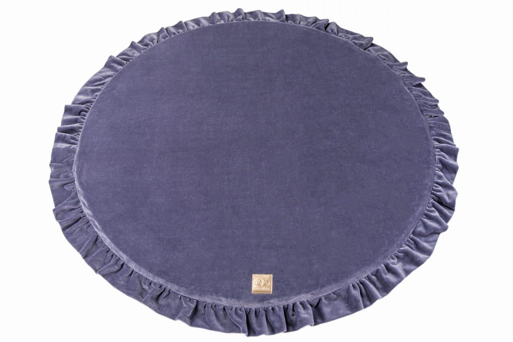 Baby Round 100cm Foam Play Mat with Frill Certified, Velvet, Blue-Gray