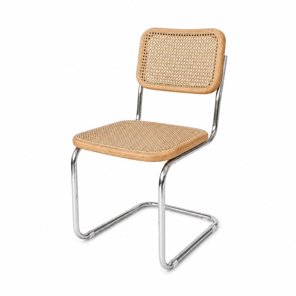 Swing Dining Chair - Natural Rattan - Oak/Chrome