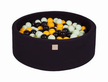 Load image into Gallery viewer, Baby Foam Round Ball Pit 90x30cm with 200 Balls 7cm Certified, Cotton, Black: Black/Yellow/Light Green