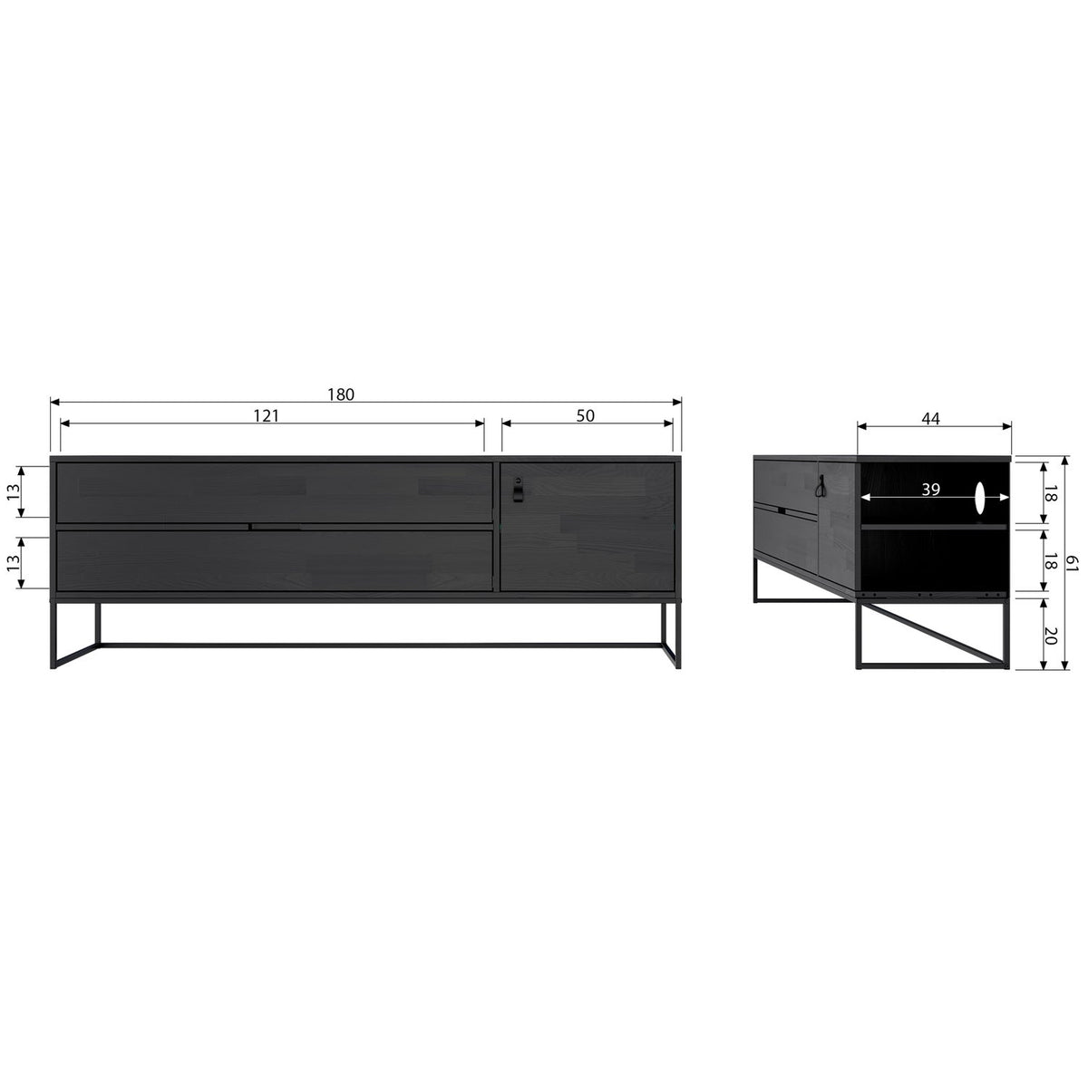 SILAS TV UNIT 180CM ASH BRUSHED BLACKNIGHT [fsc]