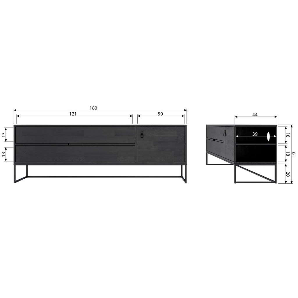 SILAS TV UNIT 180CM ASH BRUSHED BLACKNIGHT [fsc]