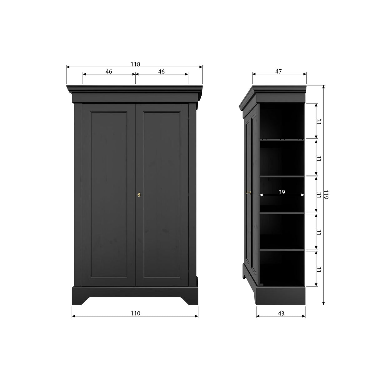 ISABEL CABINET PINE MATT BLACK [fsc]