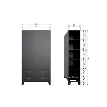 Laden Sie das Bild in den Galerie-Viewer, DIAN WARDROBE CABINET PINE BLACK [fsc]