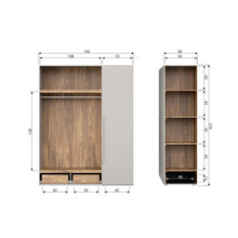 Laden Sie das Bild in den Galerie-Viewer, RENS 3-DOORS WARDROBE LONG HANDLE WALNUT/PEBBLE GREY [fsc]