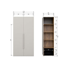 Laden Sie das Bild in den Galerie-Viewer, RENS 2-DOORS WARDROBE LONG HANDLE WALNUT/PEBBLE GREY [fsc]