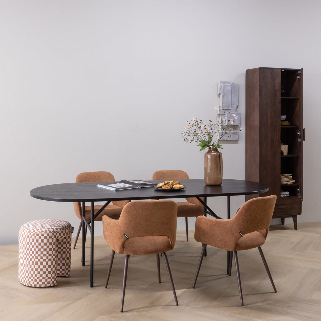 ARTHUR TABLE OVAL OAK BLACK [fsc] H-LEG