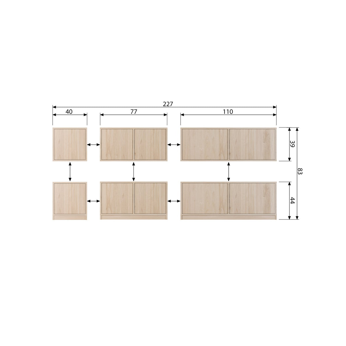 MODULAIR BASE CABINET 110CM OAK NATURAL MATT [fsc]