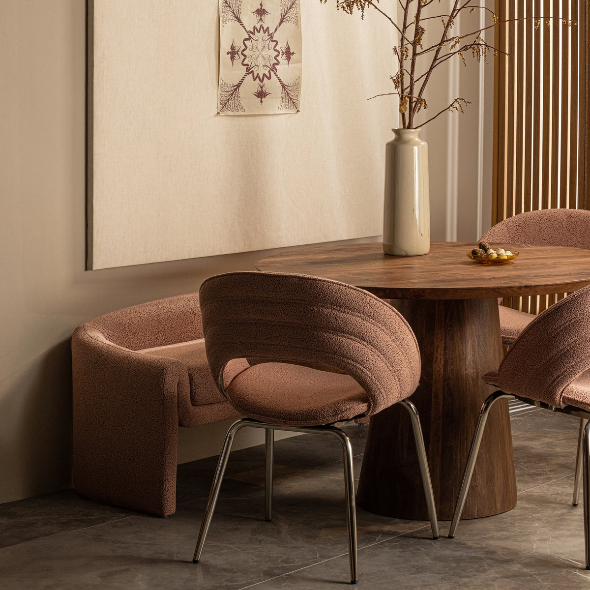 LIMIT DINING TABLE ROUND MANGO WOOD WALNUT Ø130CM