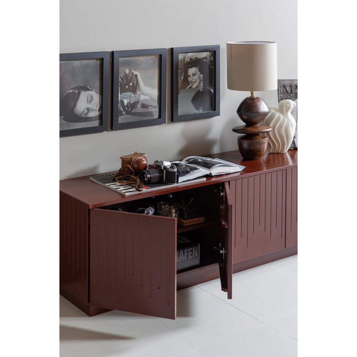 PENCIL TV UNIT PINE MERLOT GLOSS [fsc]
