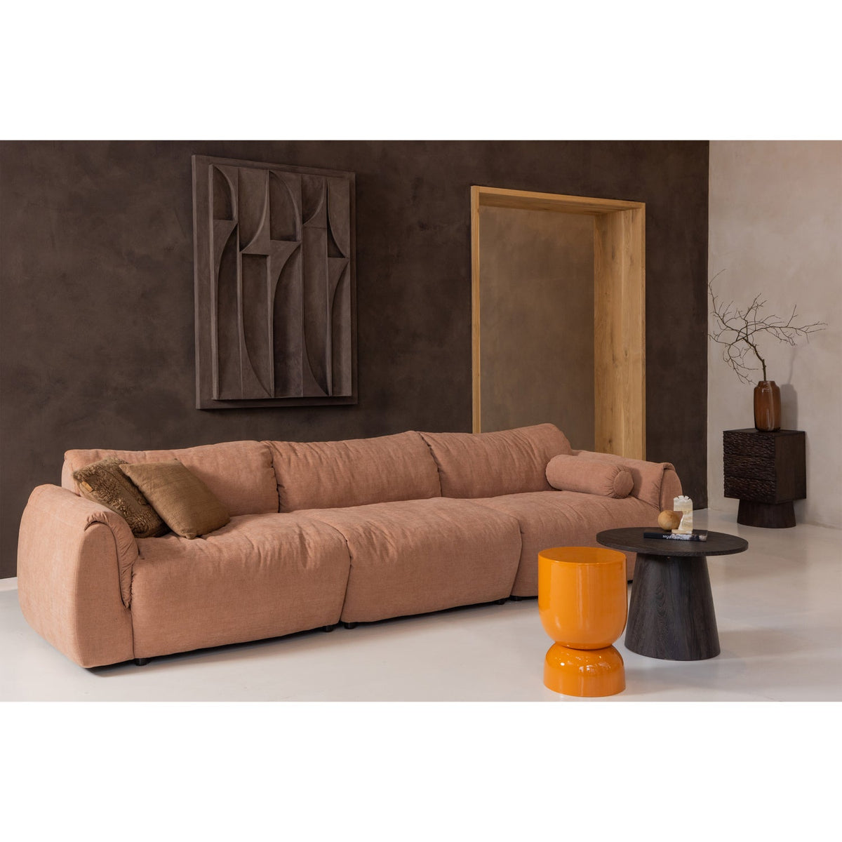 BAGGY 1-SEATER WITH ARM LEFT WOVEN CHENILLE OLD PINK