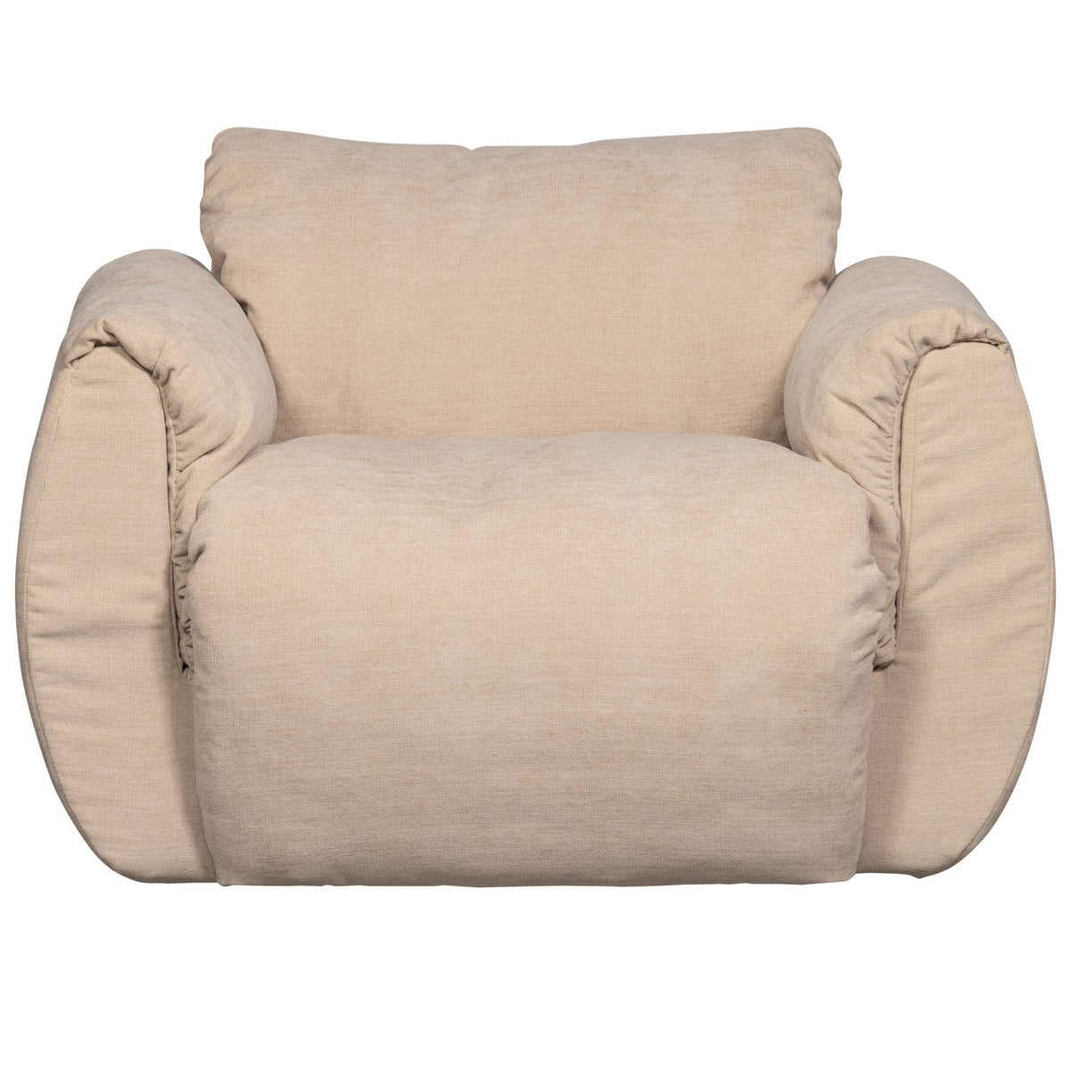 BAGGY SWIVEL ARMCHAIR WOVEN CHENILLE SAND