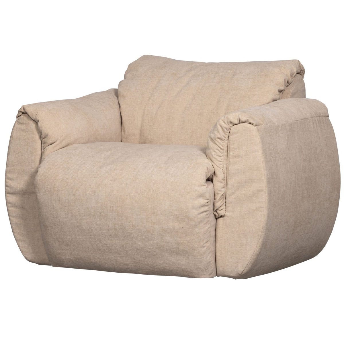 BAGGY SWIVEL ARMCHAIR WOVEN CHENILLE SAND