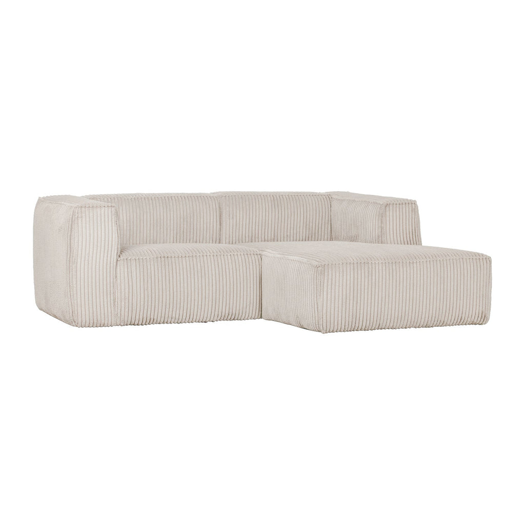 BEAN CHAISE LONGUE SOFA RIGHT RIB FABRIC NATURAL