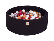 Carica l&#39;immagine nel visualizzatore di Gallery, Baby Foam Round Ball Pit 90x30cm with 200 Balls 7cm Certified, Cotton, Black: Burgundy/Gold/White/Silver