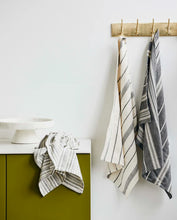 Load image into Gallery viewer, ORION TEA TOWEL, OFF WHITE/BLACK STRIPES