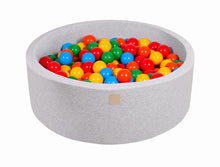 Load image into Gallery viewer, Baby Foam Round Ball Pit 90x30cm with 200 Balls 7cm Certified, Cotton, Light Gray: Yellow/Red/Dark Green/Orange/Blue