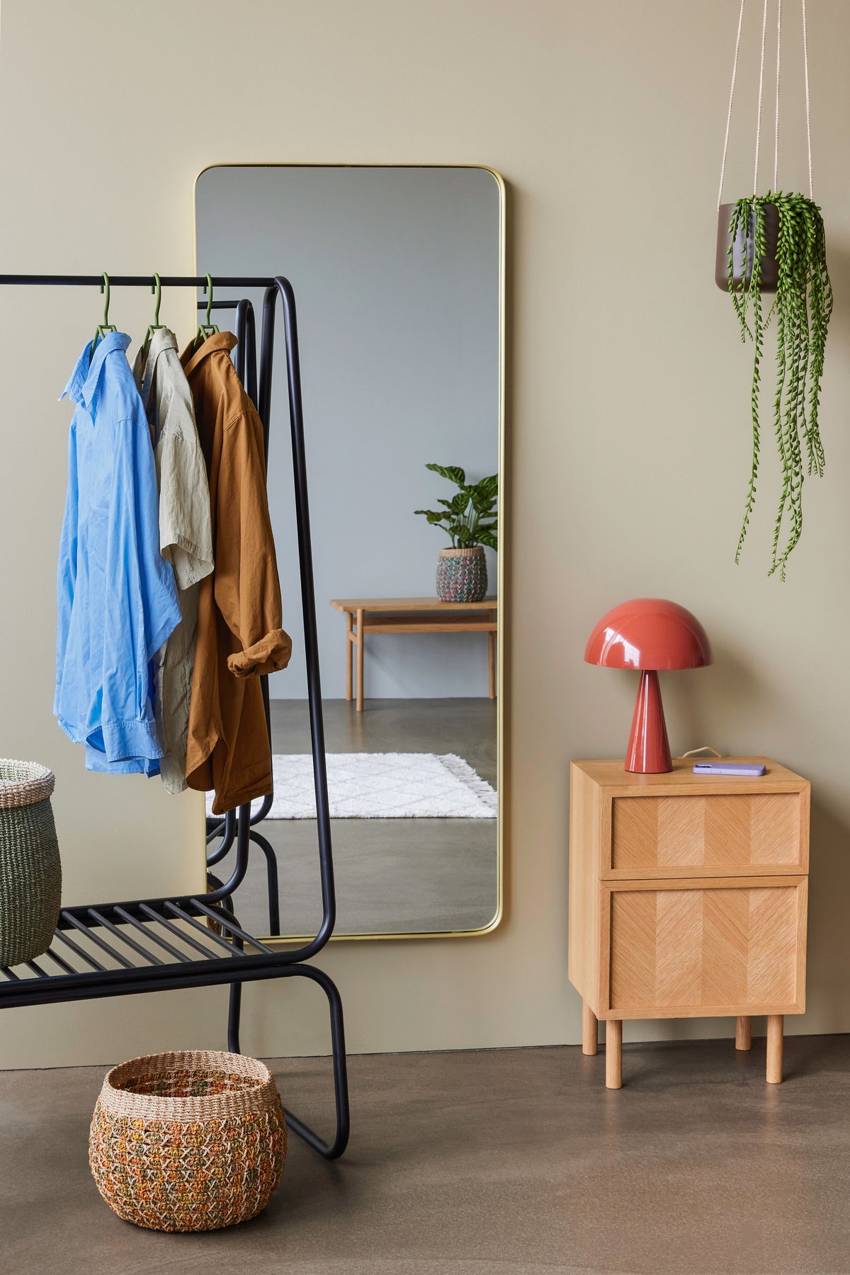 Herringbone Bedside Table Natural