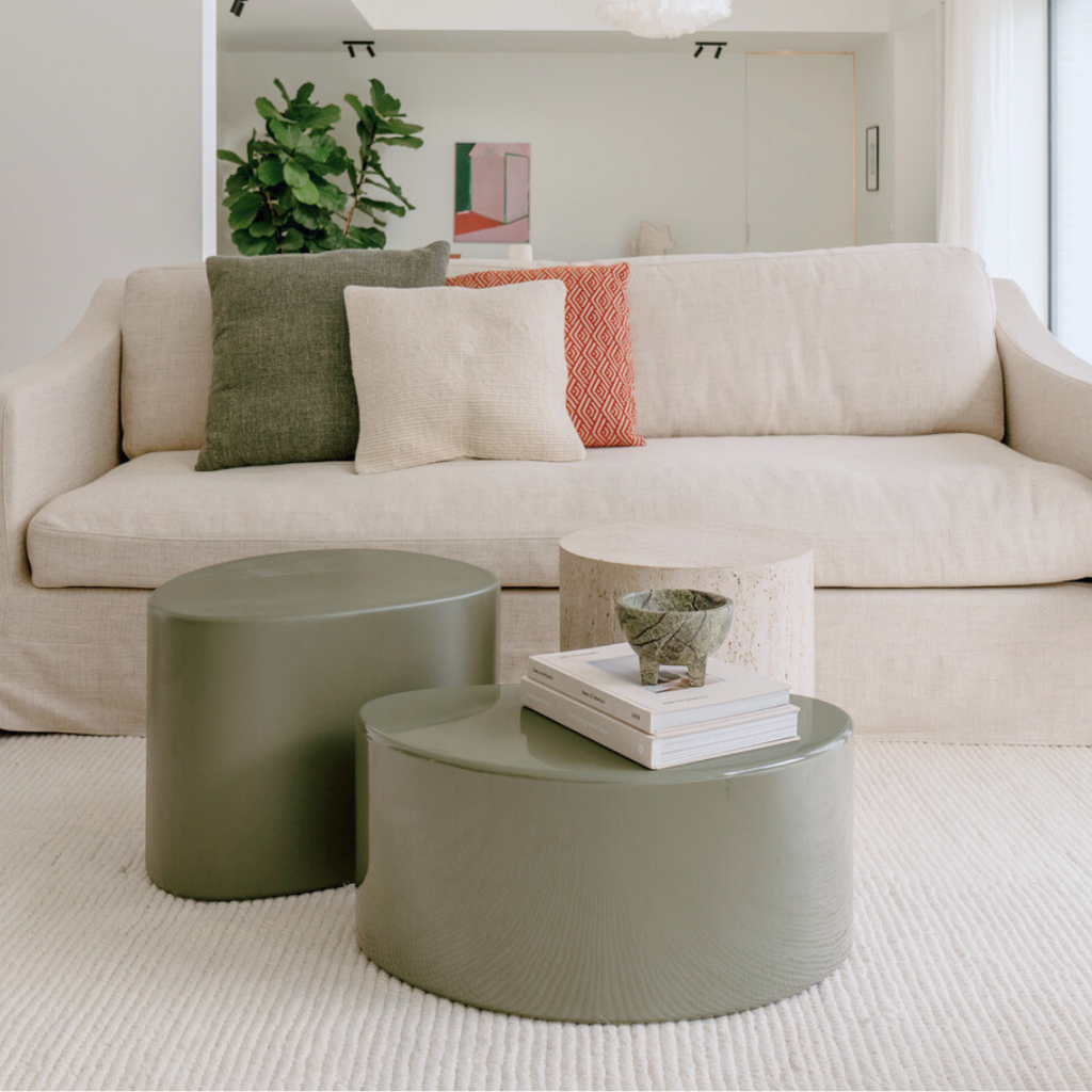 Coffee table Varzy small - W55 D45 H40 - Burnt olive Stoneskin - Round edge