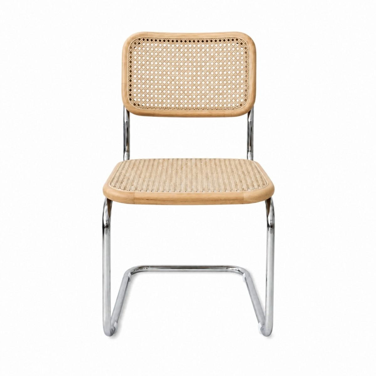 Swing Dining Chair - Natural Rattan - Oak/Chrome