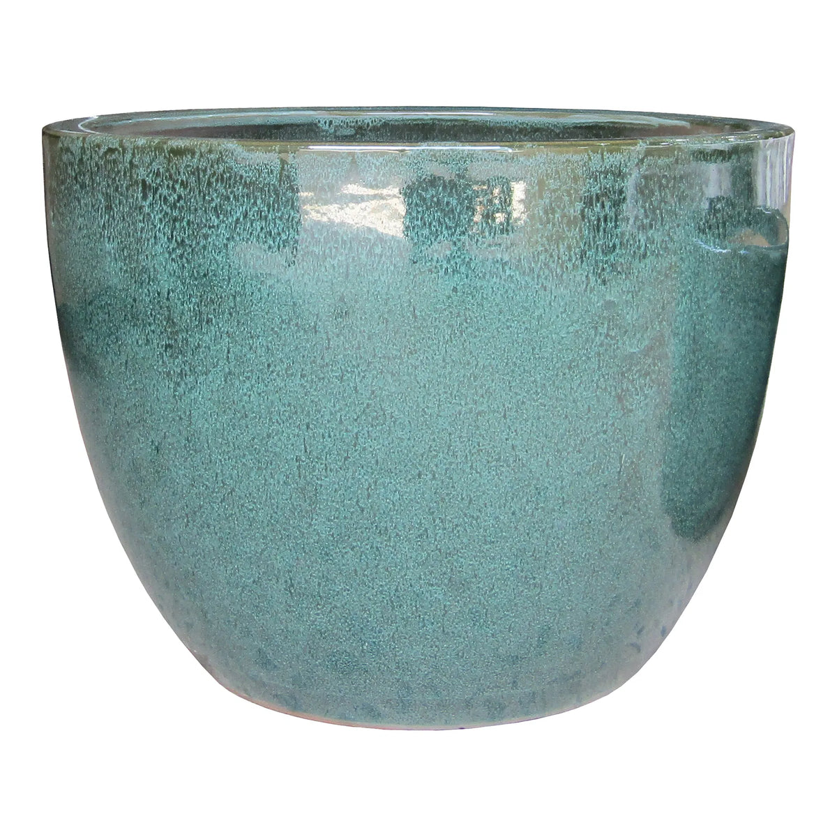 Glazed green plant pots