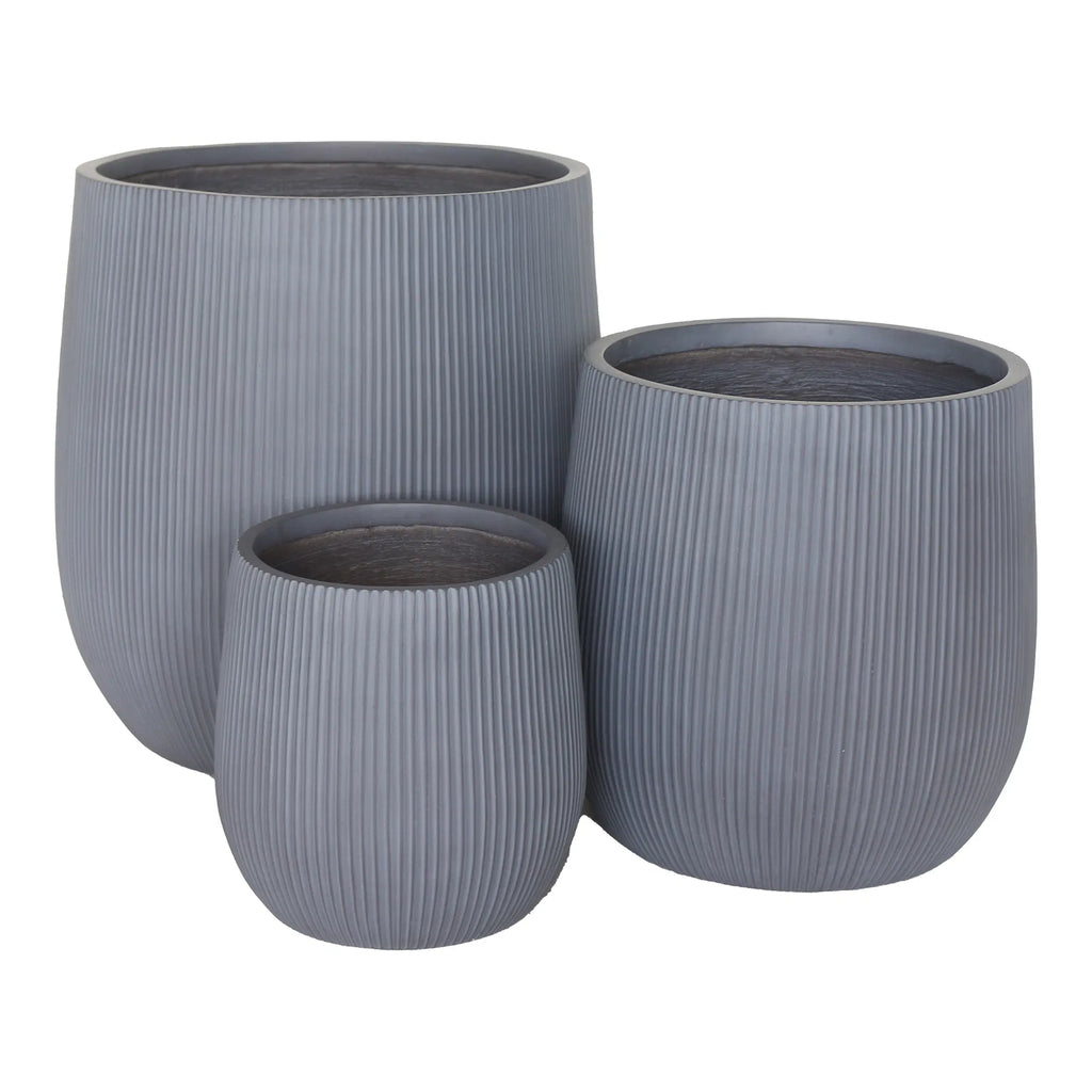 Fiber clay plant pots grey
