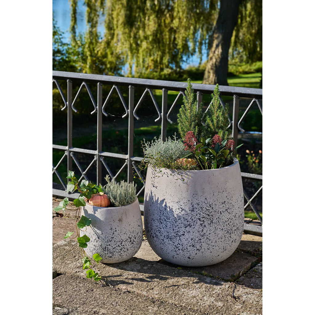 Fiber clay plant pots grey