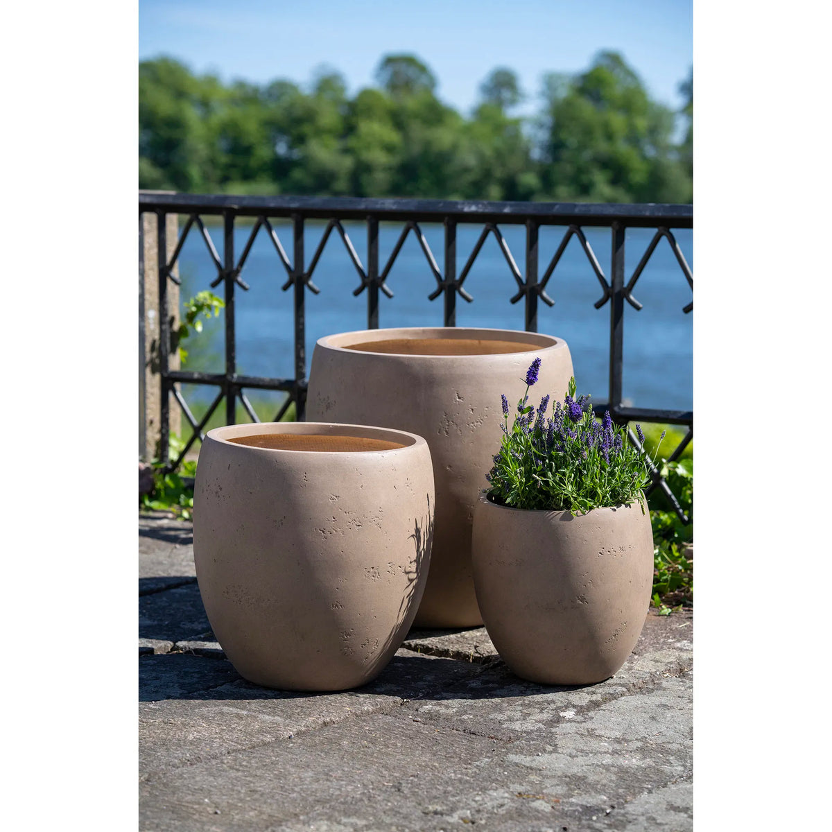 Fiber clay plant pots brown