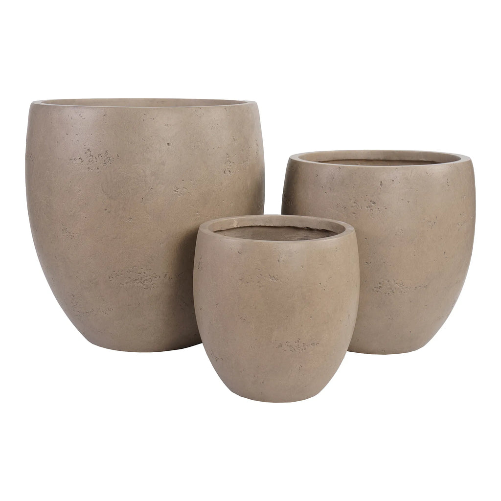 Fiber clay plant pots brown