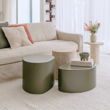 Load image into Gallery viewer, Coffee table Varzy middle - W65 D40 H30 - Shining Burnt olive Stoneskin - Round edge