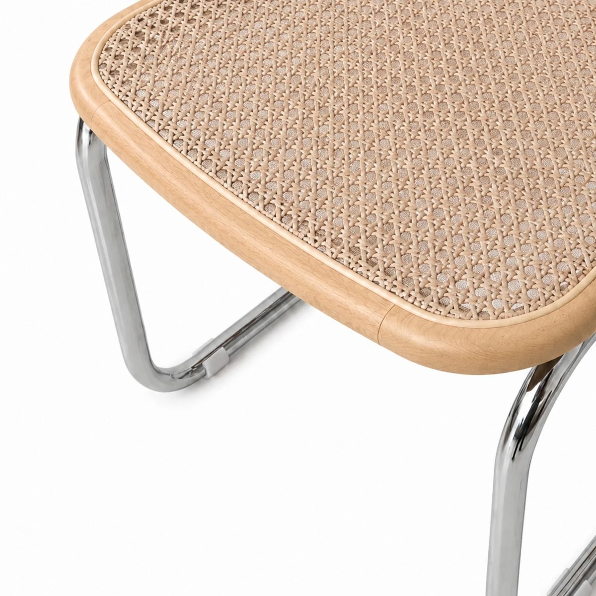Swing Dining Chair - Natural Rattan - Oak/Chrome