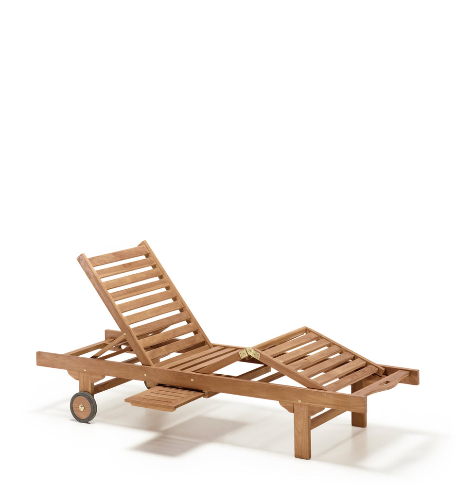 ARTICULATED TEAK GARDEN SUN BED WITH WHEELS