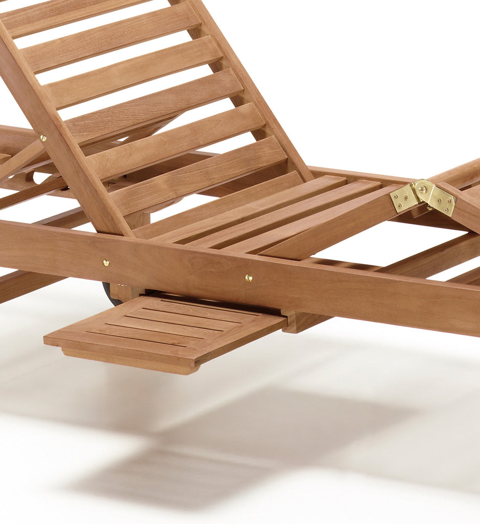 ARTICULATED TEAK GARDEN SUN BED WITH WHEELS