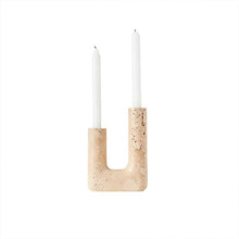 Charger l&#39;image dans la galerie, CANDLE HOLDER MINERVA - CREME TRAVERTINE
