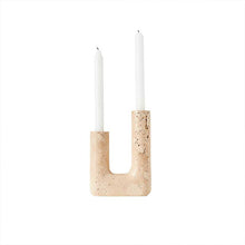 Load image into Gallery viewer, CANDLE HOLDER MINERVA - CREME TRAVERTINE
