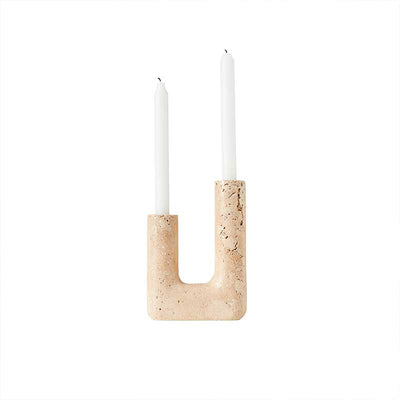 CANDLE HOLDER MINERVA - CREME TRAVERTINE