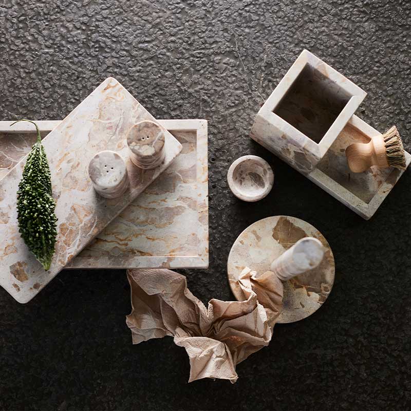 Dishwasher holder Vita - Seashell Marble - W11xL21xH14 cm